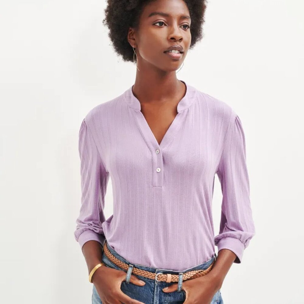Amour Vert Vie Ribbed Henley - Lavender | L